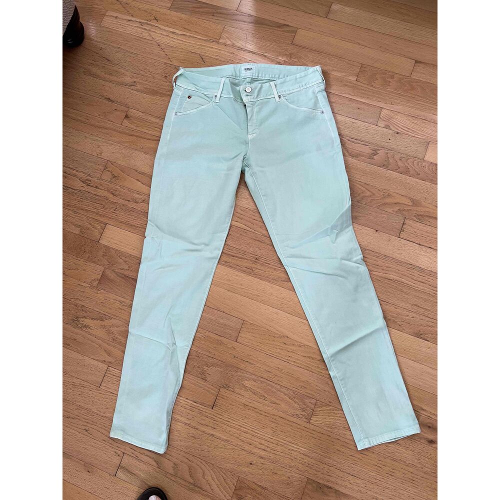 New Hudson Womens Light Green Button Pockets Denim  Skinny Fit Jeans